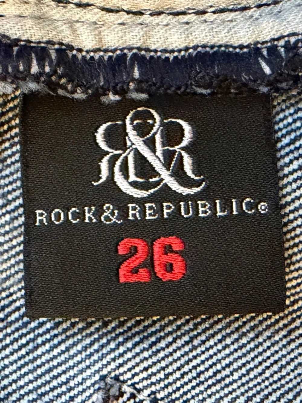 Rock & Republic Low Rise Skinny Jeans Size 26 Med Dk Wash Embroidered Pocket - Picture 8 of 16